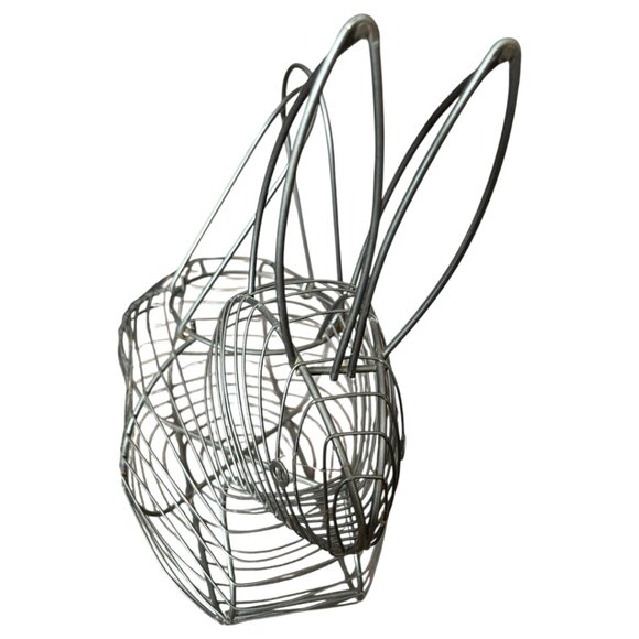 Vtg Wire Bunny Basket Moving Handles Egg Gathering Cottagecore Easter Decor - Picture 5 of 9